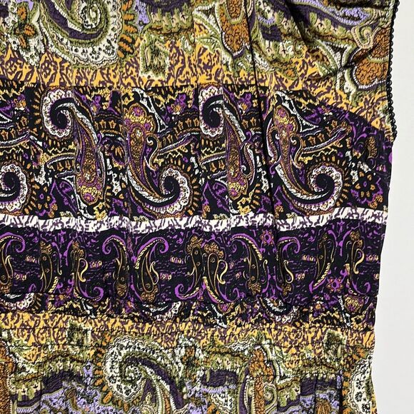 Cato Women's Multicolor Paisley Lace Smocked Ruffle Sleeveless Blouse Size 14 - Picture 8 of 11